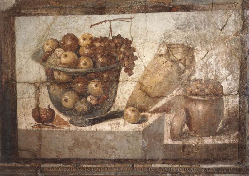 unknow artist Kristallschussel with fruits Wandschmuch out of the villa di Boscoreale Germany oil painting art
